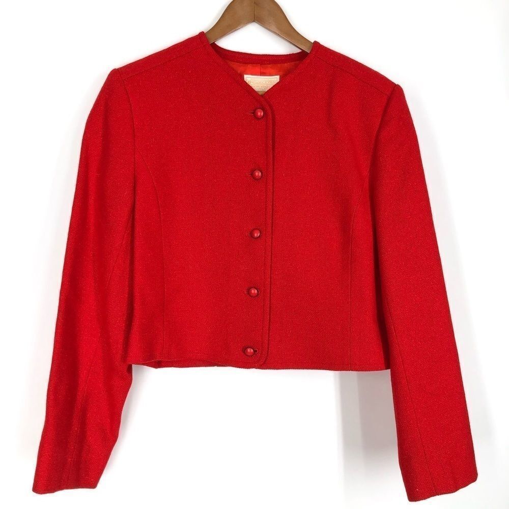Pendleton 100% Virgin Wool Red Button Up Blazer V… - image 1